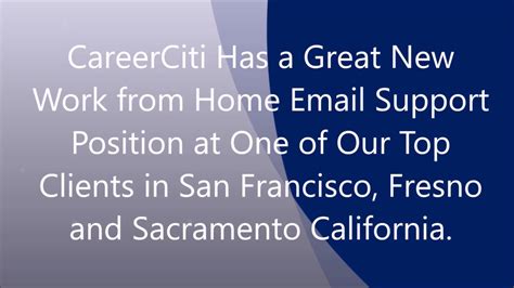 Suite 900, Chicago, IL 60601. . Work from home jobs san francisco
